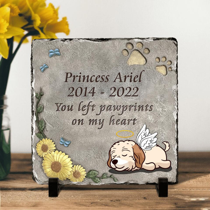 Custom Personalized Memorial Dog Square Lithograph - Gift Idea For Dog Lovers/Dog Owners - You Left Paw Prints On My Heart