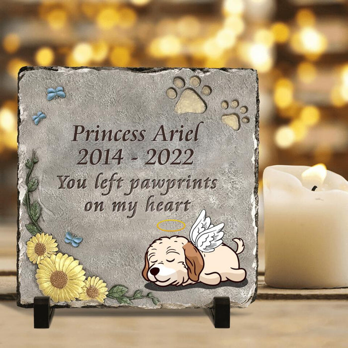 Custom Personalized Memorial Dog Square Lithograph - Gift Idea For Dog Lovers/Dog Owners - You Left Paw Prints On My Heart