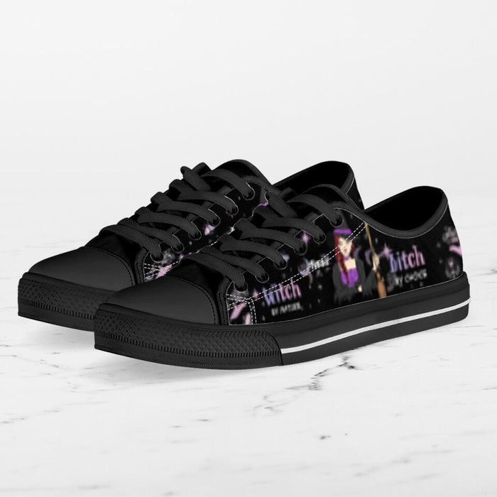 Custom Personalized Witch Canvas Low Top Sneakers - Gift for Halloween - Witch by nature Bitch by choice Sneaker