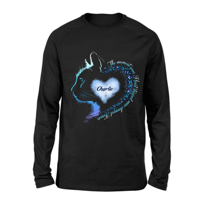 Custom Personalized Memorial Cat Shirt/ Hoodie - Memorial Gift For Cat Lover - The Moment Your Heart Stopped Mine Changed Forever