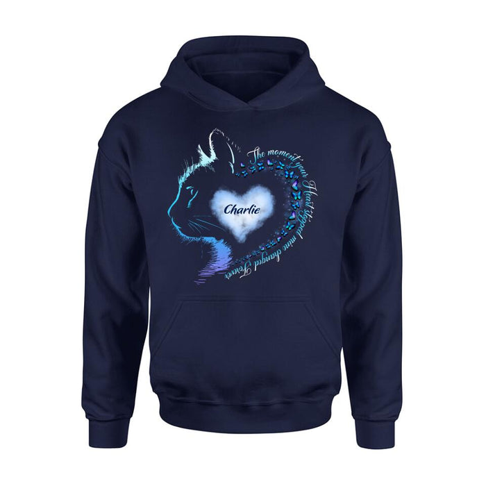 Custom Personalized Memorial Cat Shirt/ Hoodie - Memorial Gift For Cat Lover - The Moment Your Heart Stopped Mine Changed Forever