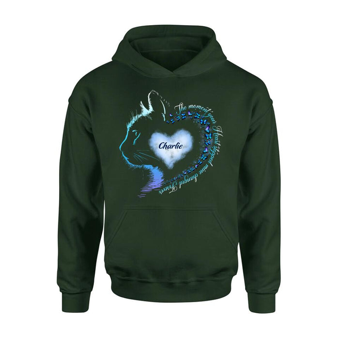 Custom Personalized Memorial Cat Shirt/ Hoodie - Memorial Gift For Cat Lover - The Moment Your Heart Stopped Mine Changed Forever