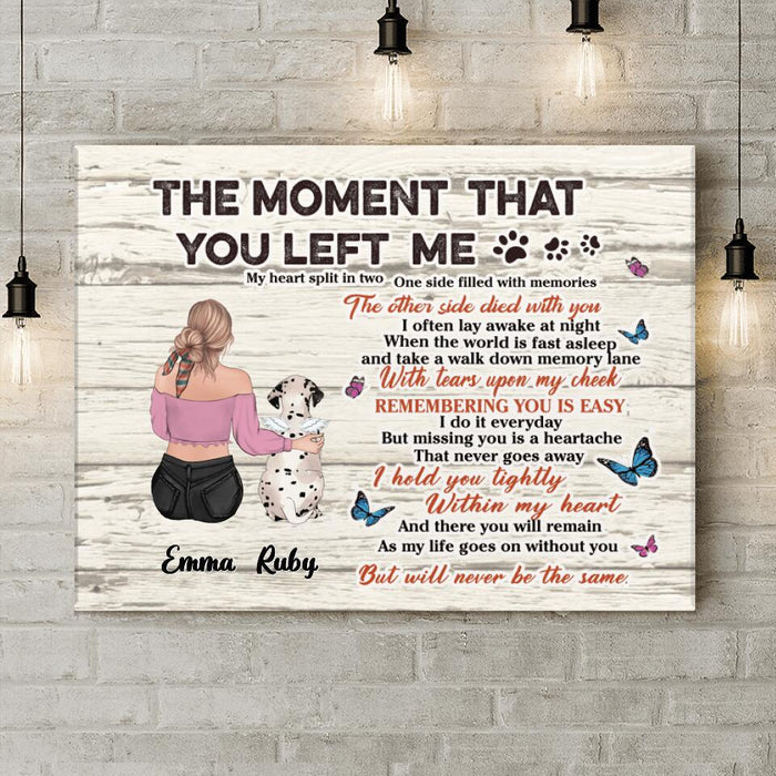 Custom Personalized Memorial Pet Canvas - Upto 5 Dogs/Cats/Rabbits - Memorial Gift Idea For Dog/Cat/Rabbit Lovers - The Moment That You Left Me