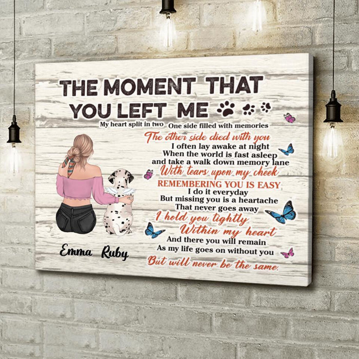 Custom Personalized Memorial Pet Canvas - Upto 5 Dogs/Cats/Rabbits - Memorial Gift Idea For Dog/Cat/Rabbit Lovers - The Moment That You Left Me