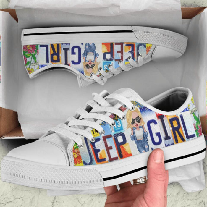 Custom Personalized Off-road Girl Low Top Sneakers - Birthday Gift Idea