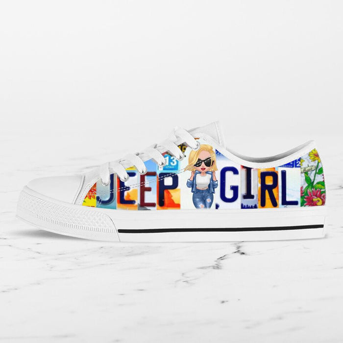 Custom Personalized Off-road Girl Low Top Sneakers - Birthday Gift Idea