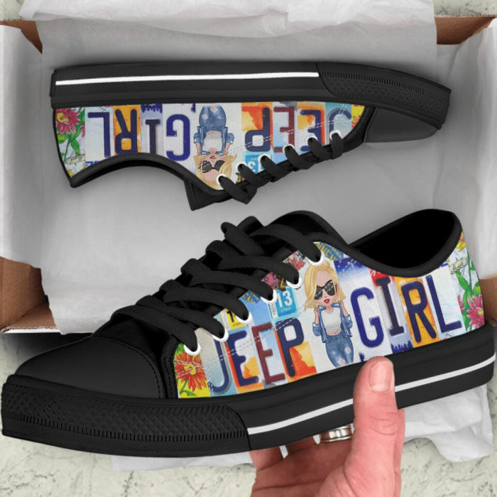 Custom Personalized Off-road Girl Low Top Sneakers - Birthday Gift Idea