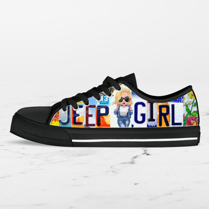 Custom Personalized Off-road Girl Low Top Sneakers - Birthday Gift Idea