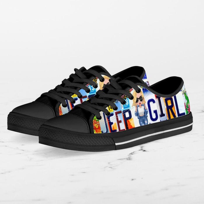 Custom Personalized Off-road Girl Low Top Sneakers - Birthday Gift Idea