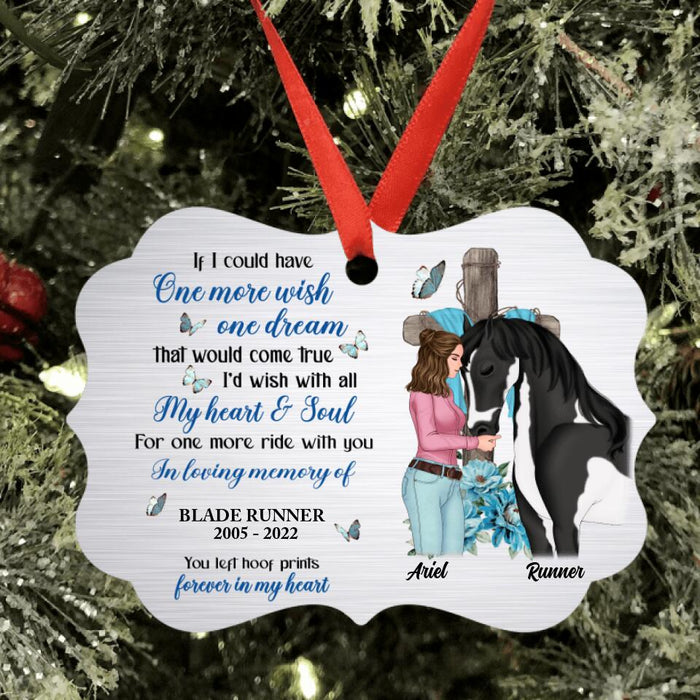 Custom Personalized Memorial Rectangle Ornament - Memorial Gift Idea For Horse Owner - If I Could Have One More Wish, One Dream That Would Come True