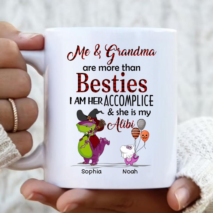 Custom Personalized Grandma & Grandkid Dinosaur Coffee Mug - Halloween Gift For Grandma, Grandkids - Me & Grandma Are More Than Besties