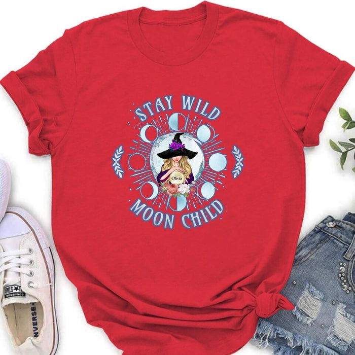 Custom Personalized Witch T-shirt/ Long Sleeve/ Sweatshirt - Halloween Gift Idea - Stay Wild Moon Child