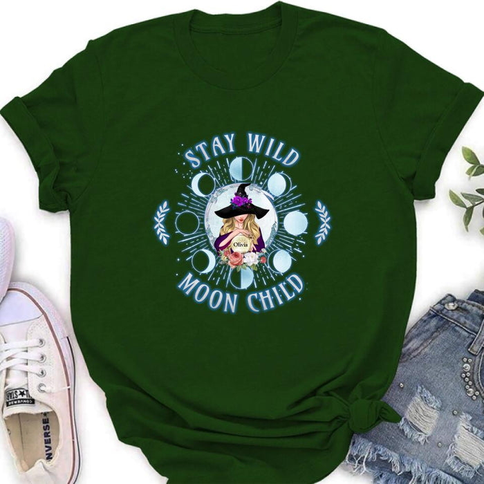 Custom Personalized Witch T-shirt/ Long Sleeve/ Sweatshirt - Halloween Gift Idea - Stay Wild Moon Child