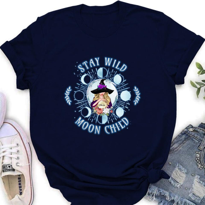 Custom Personalized Witch T-shirt/ Long Sleeve/ Sweatshirt - Halloween Gift Idea - Stay Wild Moon Child