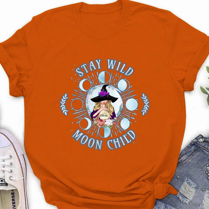 Custom Personalized Witch T-shirt/ Long Sleeve/ Sweatshirt - Halloween Gift Idea - Stay Wild Moon Child