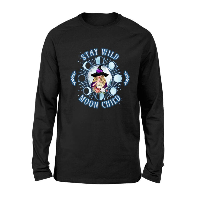 Custom Personalized Witch T-shirt/ Long Sleeve/ Sweatshirt - Halloween Gift Idea - Stay Wild Moon Child