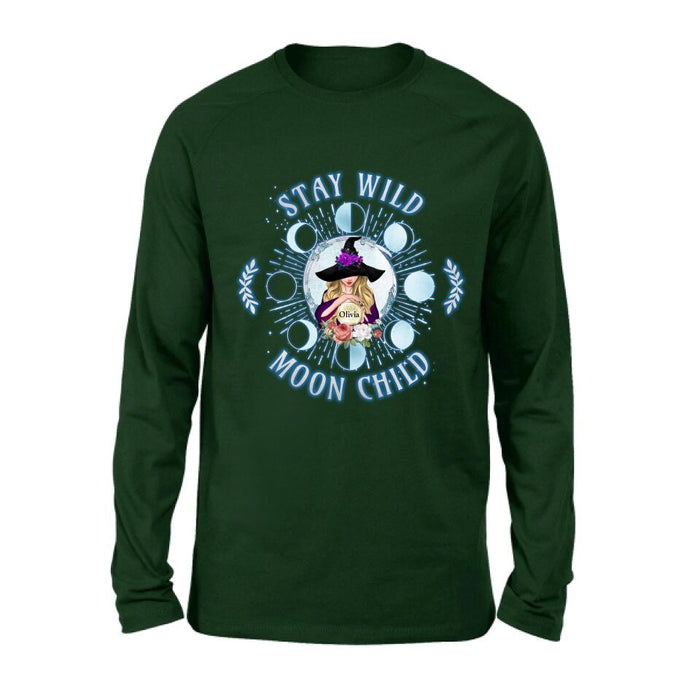 Custom Personalized Witch T-shirt/ Long Sleeve/ Sweatshirt - Halloween Gift Idea - Stay Wild Moon Child