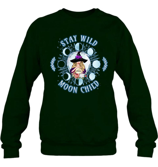 Custom Personalized Witch T-shirt/ Long Sleeve/ Sweatshirt - Halloween Gift Idea - Stay Wild Moon Child