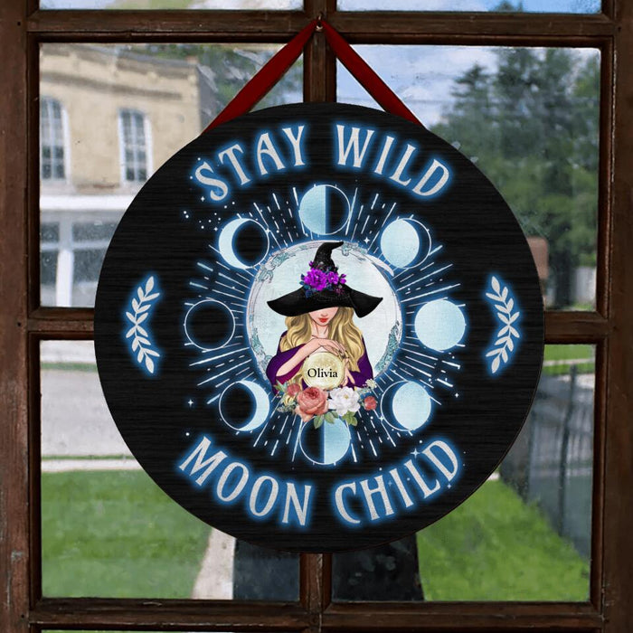 Custom Personalized Witch Wooden Sign - Halloween Gift Idea - Stay Wild Moon Child