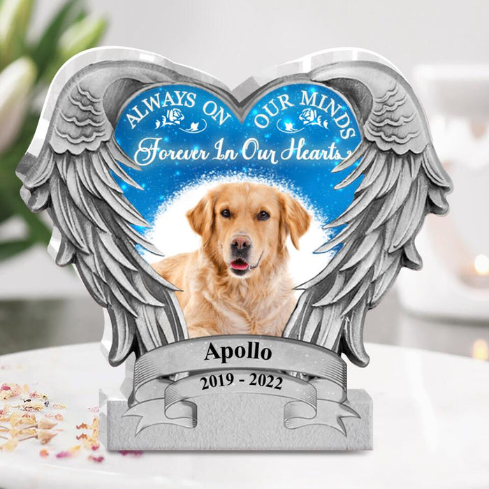 Custom Personalized Memorial Acrylic Plaque - Upload Photo - Remembrance Gift For Loss Of Loved Ones - Always On Our Minds Forever In Our Hearts