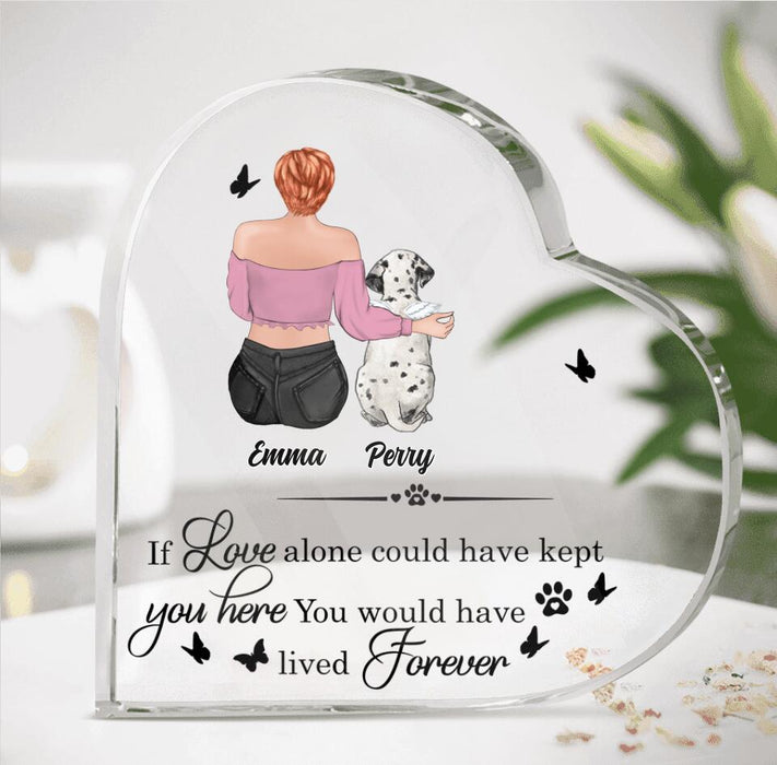 Custom Personalized Memorial Pet Crystal Heart - Upto 5 Dogs/Cats - Memorial Gift Idea For Dog/Cat Lover - If Love Alone Could Have Kept You Here You Would Have Lived Forever