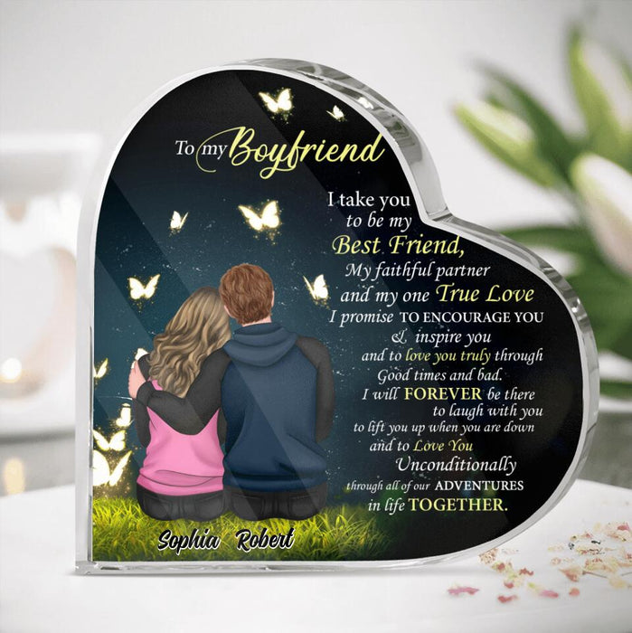 Custom Personalized Couple Crystal Heart - Gift Idea  For Boyfriend/ Girlfriend/ Husband/ Wife - To My Boyfriend I Take You To Be My Best Friend