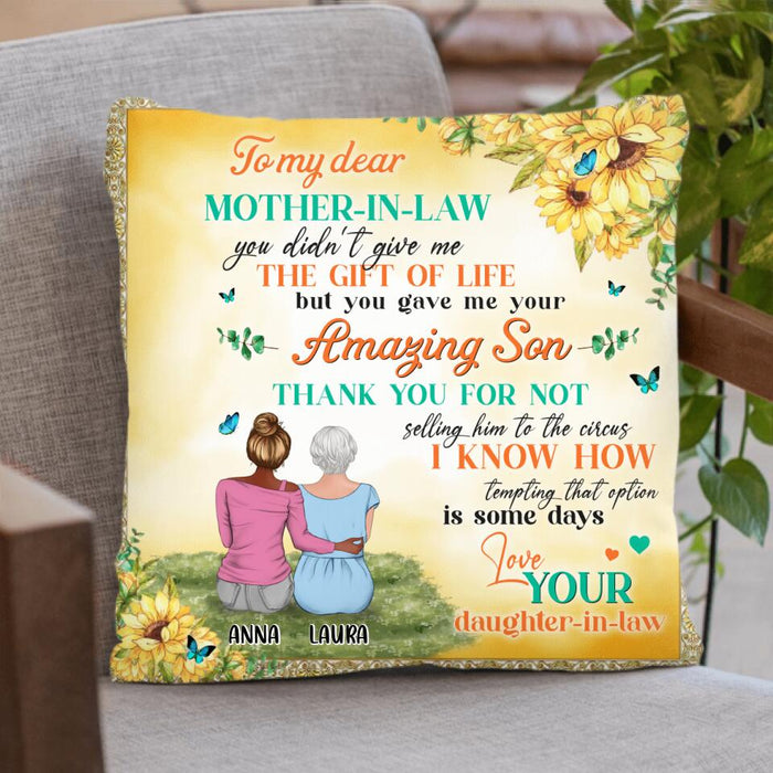 Custom Personalized To My Mother-In-Law Quilt/Fleece Blanket/Pillow Cover - Gift Idea For Mother's Day - To My Dear Mother-In-Law,You Didn't Give Me The Gift Of Life