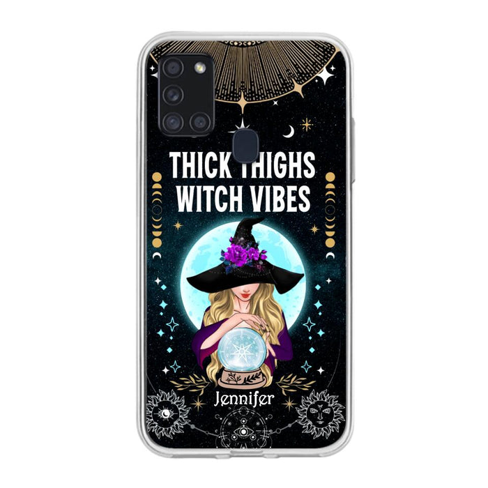 Custom Personalized Witch Phone Case - Best Gift Idea For Halloween - Thick Thighs Witch Vibes Witchy Wicca - Case For iPhone And Samsung