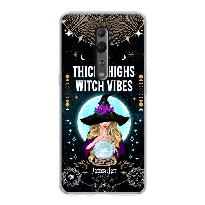 Custom Personalized Witch Phone Case - Best Gift Idea For Halloween - Thick Thighs Witch Vibes Witchy Wicca - Case For Xiaomi, Oppo And Huawei