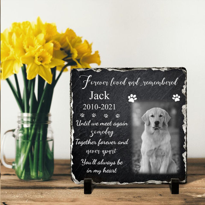 Custom Personalized Memorial Photo Square Lithograph - Memorial Gift Idea For Pet Lovers - Forever Loved And Remembered