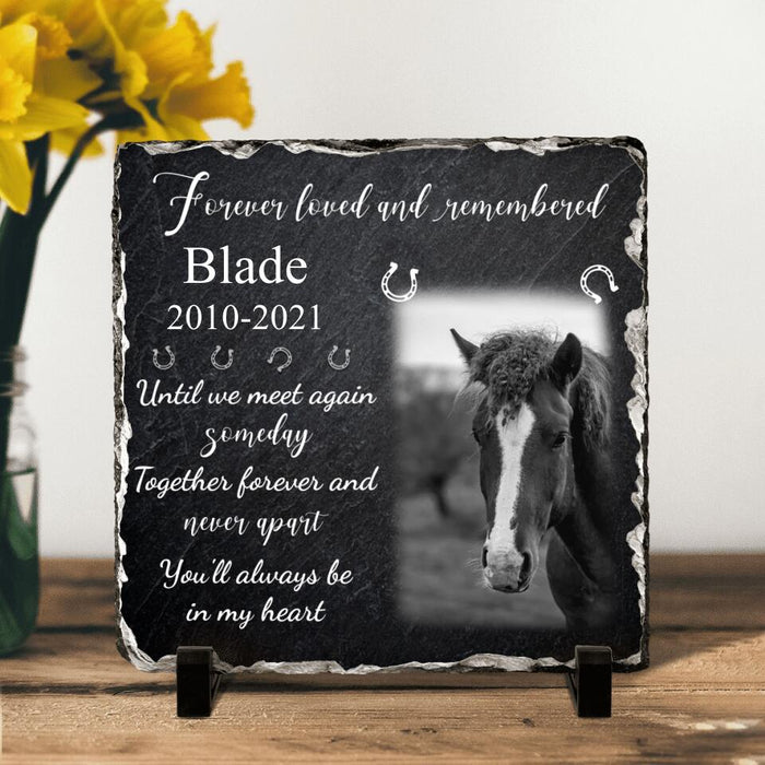 Custom Personalized Memorial Horse Photo Square Lithograph - Memorial Gift Idea For Horse Lovers - Forever Loved And Remembered