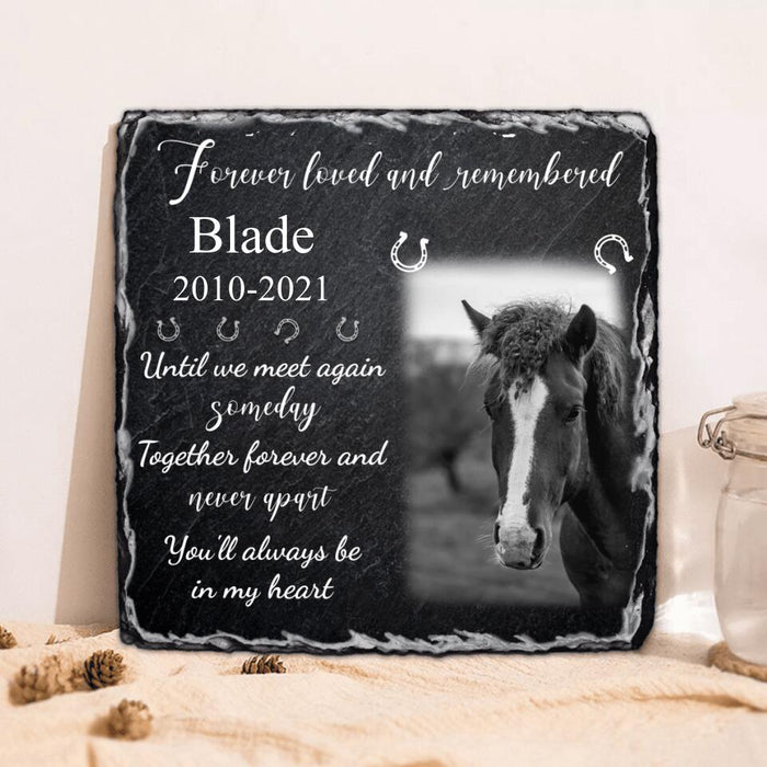 Custom Personalized Memorial Horse Photo Square Lithograph - Memorial Gift Idea For Horse Lovers - Forever Loved And Remembered