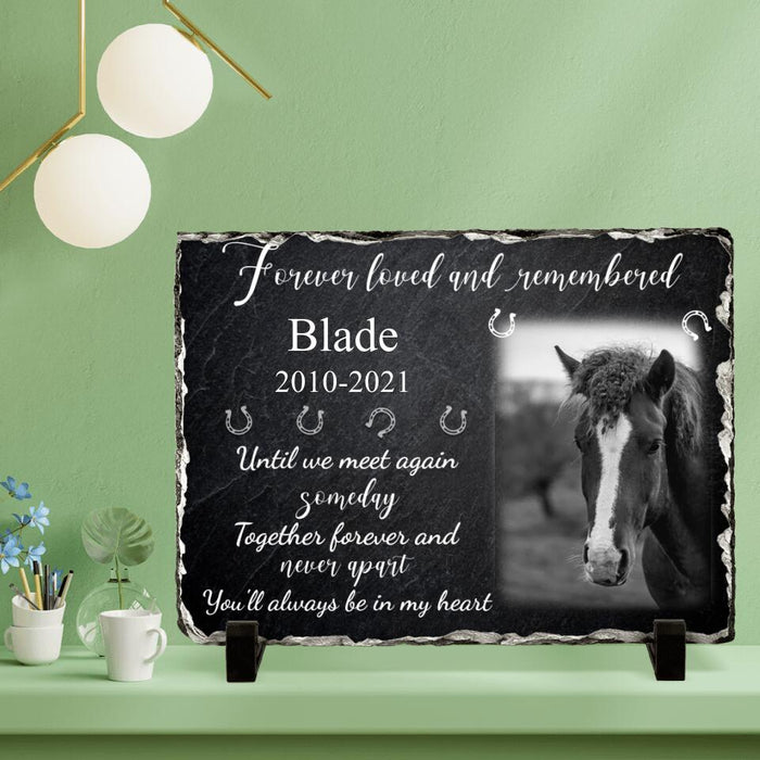 Custom Personalized Memorial Horse Photo Horizontal Lithograph - Memorial Gift Idea For Horse Lovers - Forever Loved And Remembered