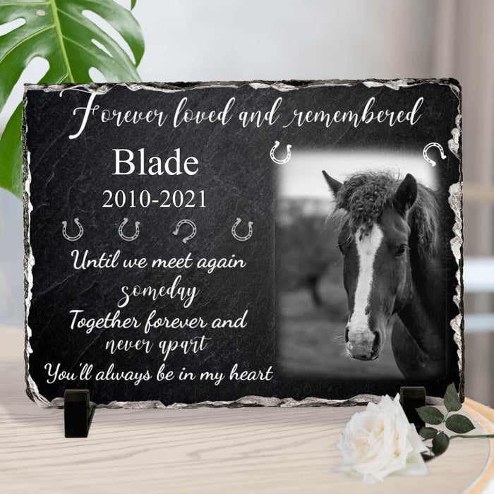 Custom Personalized Memorial Horse Photo Horizontal Lithograph - Memorial Gift Idea For Horse Lovers - Forever Loved And Remembered