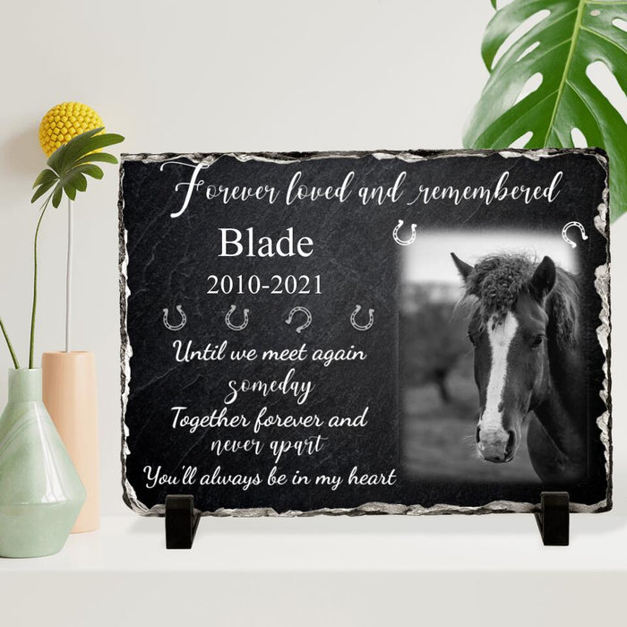 Custom Personalized Memorial Horse Photo Horizontal Lithograph - Memorial Gift Idea For Horse Lovers - Forever Loved And Remembered