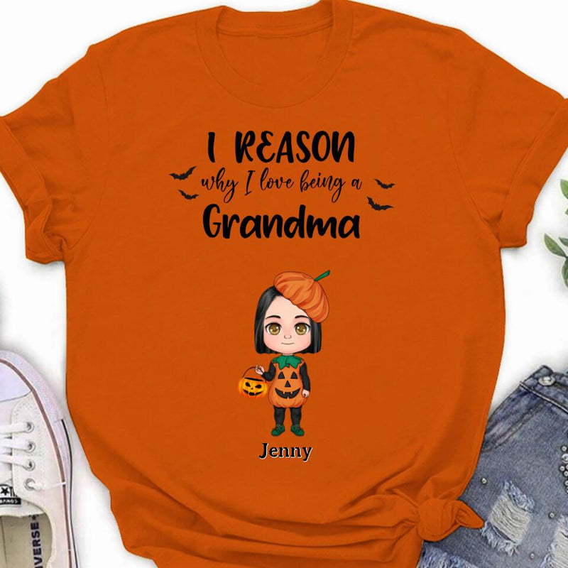 Personalized Halloween Kids Shirt - Up to 10 Kids - Halloween Gift Idea For Grandma/Granpa - Reason Why I Love Being A Grandma