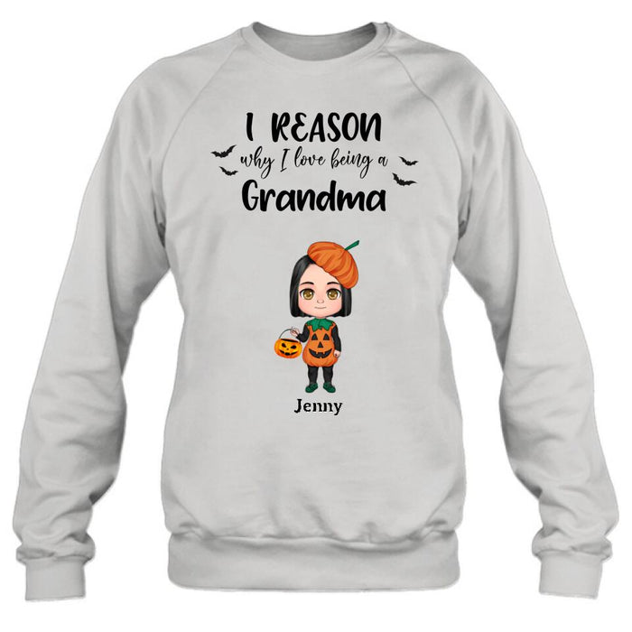 Custom Personalized Halloween Kids Shirt - Upto 10 Kids - Halloween Gift Idea For Grandma/Granpa - Reason Why I Love Being A Grandma