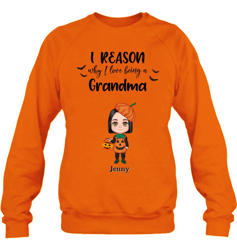 Personalized Halloween Kids Shirt - Up to 10 Kids - Halloween Gift Idea For Grandma/Granpa - Reason Why I Love Being A Grandma
