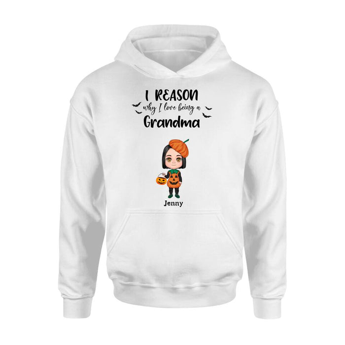 Custom Personalized Halloween Kids Shirt - Upto 10 Kids - Halloween Gift Idea For Grandma/Granpa - Reason Why I Love Being A Grandma