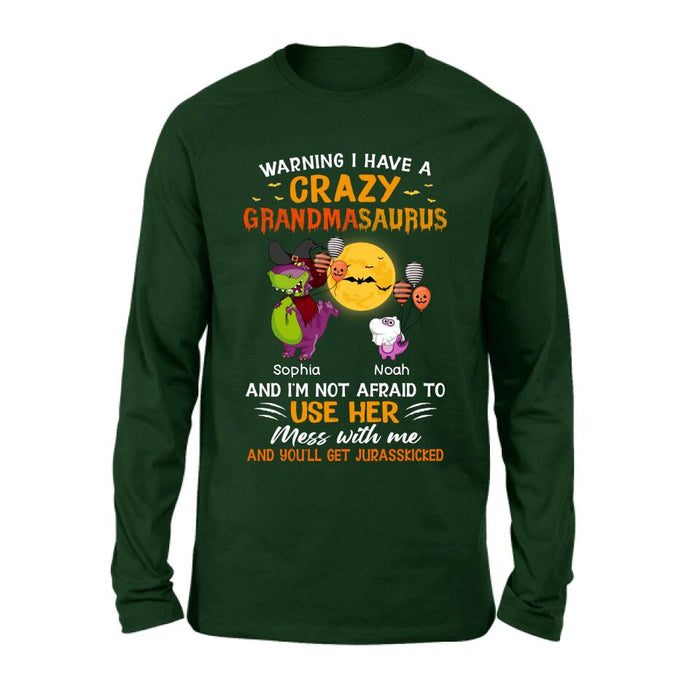 Custom Personalized Grandmasaurus Shirt - Upto 6 Kids - Halloween Gift For Grandma - Warning I Have A Crazy Grandmasaurus