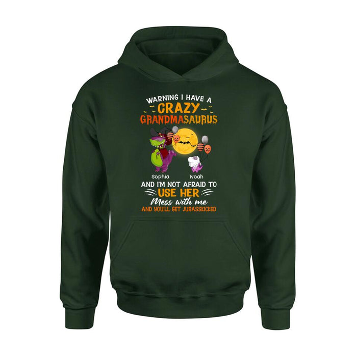 Custom Personalized Grandmasaurus Shirt - Upto 6 Kids - Halloween Gift For Grandma - Warning I Have A Crazy Grandmasaurus