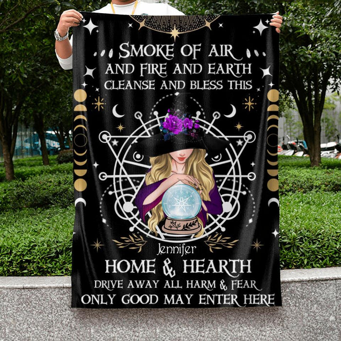 Custom Personalized Witch Flag Sign - Best Gifts Idea For Halloween - Smoke Of Air And Fire And Earth, Cleanse And Bless This Home & Hearth