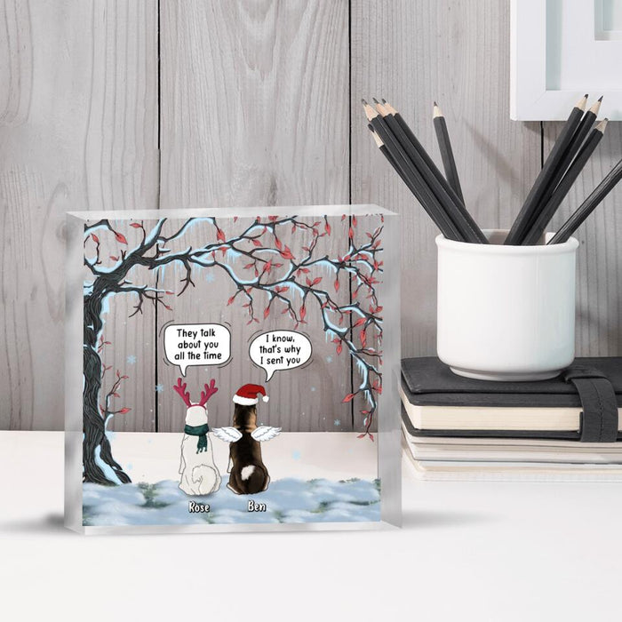 Custom Personalized Christmas Dog/Cat Square Acrylic Plaque - Gift Idea For Christmas/ Pet Lover with up to 4 Dogs/Cats