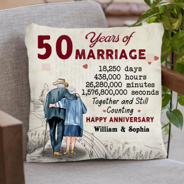 Custom Personalized Couple Anniversary Pillow Cover - Gifts Idea For Wedding Anniversary -  Together And Still Counting