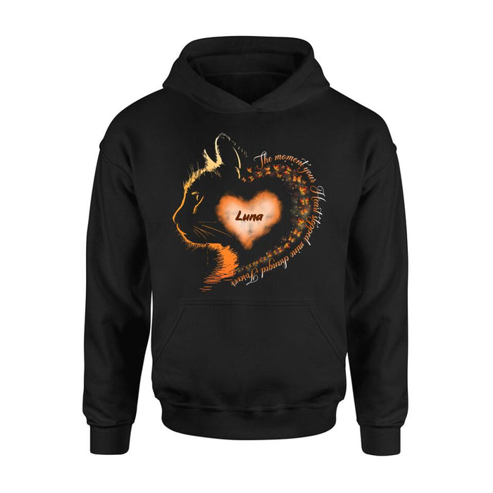 Custom Personalized Memorial Cat Shirt/ Hoodie - Memorial Gift For Loss Of Cat - The Moment Your Heart Stopped Mine Changed Forever