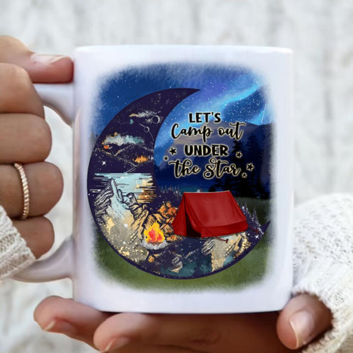 Custom Personalized Camping Moon Coffee Mug - Gift Idea For Camping Lover - Let's Camp Out Under The Star