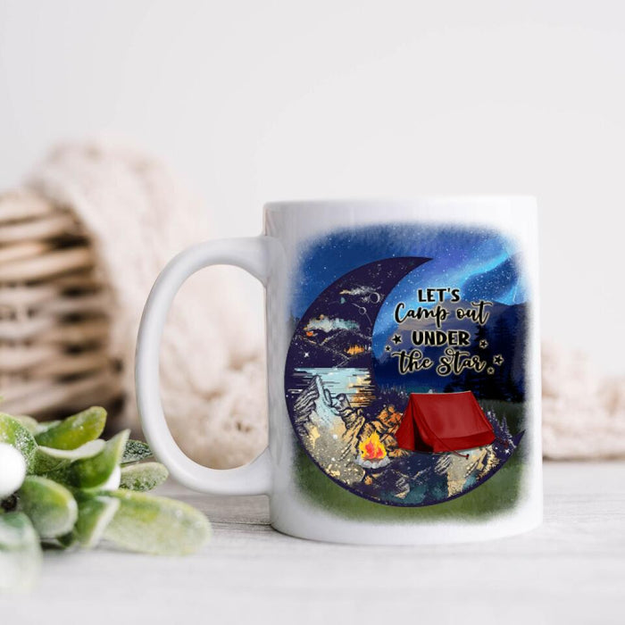 Custom Personalized Camping Moon Coffee Mug - Gift Idea For Camping Lover - Let's Camp Out Under The Star