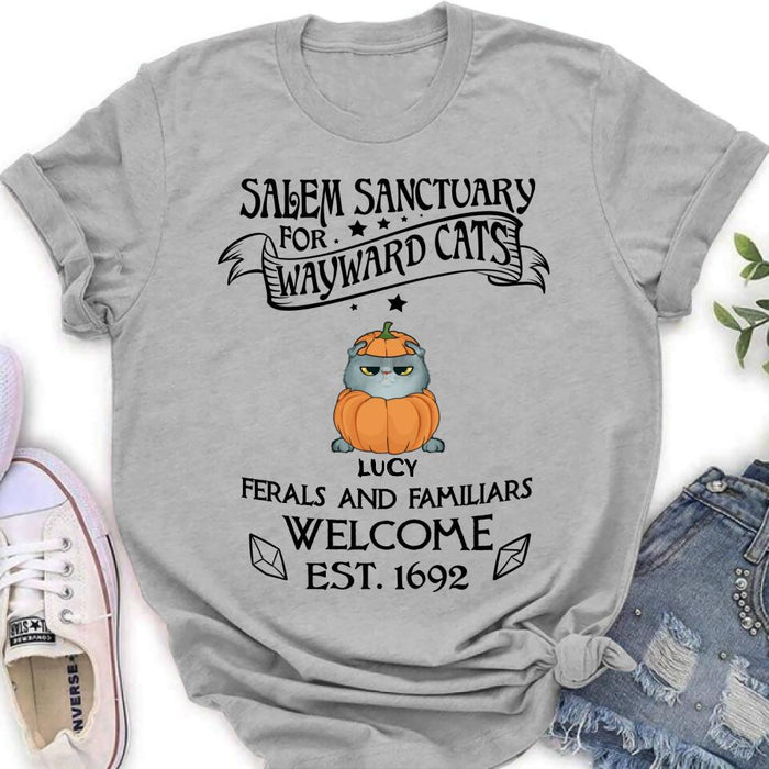 Custom Personalized Wayward Cats Shirt - Up to 5 Cats - Gift Idea For Cat Lover - Salem Sanctuary For Wayward Cats Ferals And Familiars