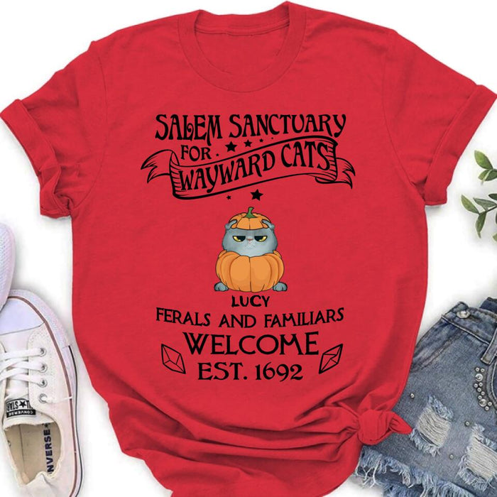 Custom Personalized Wayward Cats Shirt - Up to 5 Cats - Gift Idea For Cat Lover - Salem Sanctuary For Wayward Cats Ferals And Familiars