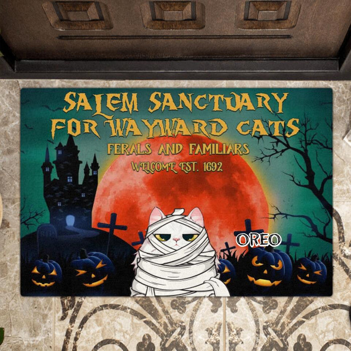 Custom Personalized Wayward Cats Doormat - Up to 5 Cats - Gift Idea For Cat Lover - Salem Sanctuary For Wayward Cats Ferals And Familiars